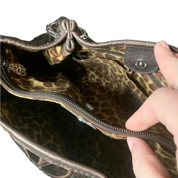 Brighton Retired Valencia Floral Embroidered
Metallic Brown Leather Bag - Picture 4 of 12